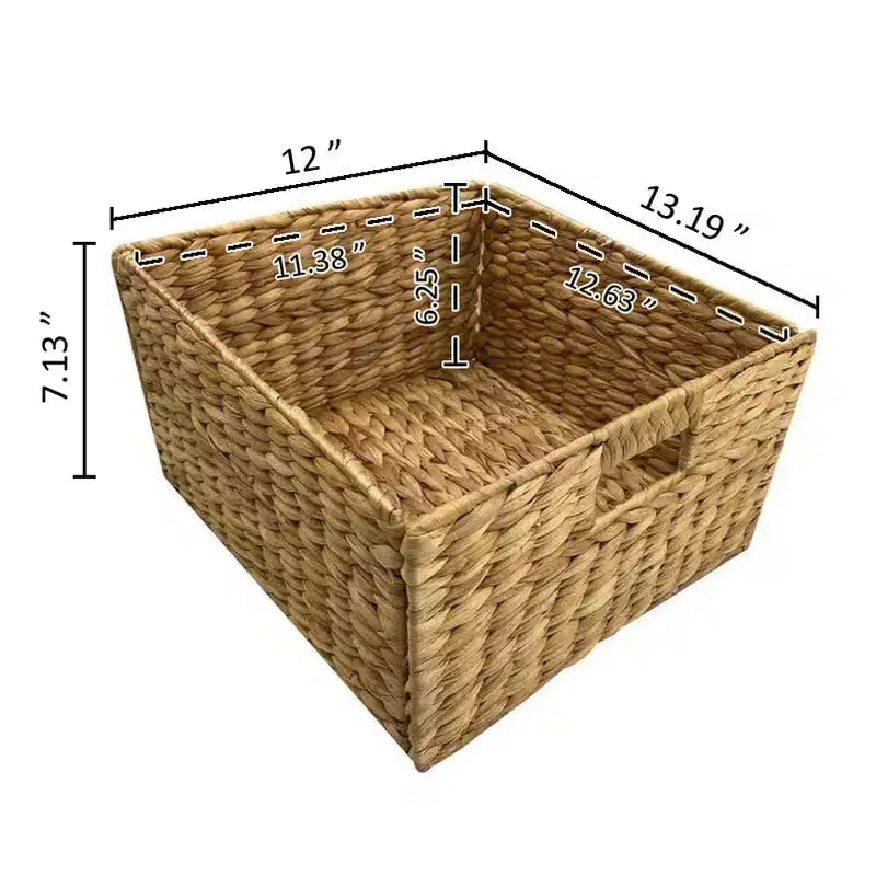 eHemco 3 Tier X-Side Storage Drawers with 6 Water Hyacinth Natural Wicker Baskets