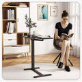 MAYEERTY Overbed Table with Wheels Adjustable Computer Desk Wood End Table