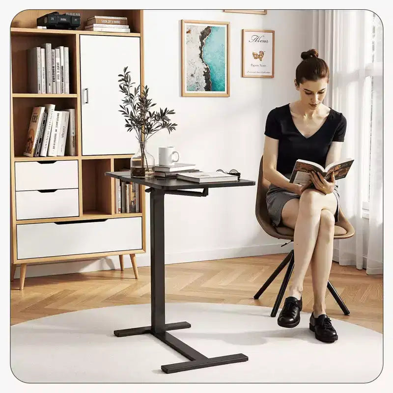MAYEERTY Overbed Table with Wheels Adjustable Computer Desk Wood End Table