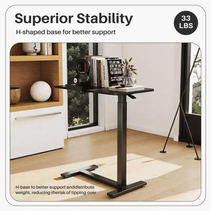 MAYEERTY Overbed Table with Wheels Adjustable Computer Desk Wood End Table