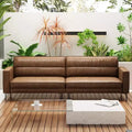 Luck Live Contemporary 86.61 inches modern sofa oil wax genuine leather couch, sofa frame is solid, couchcomfortable to the touch