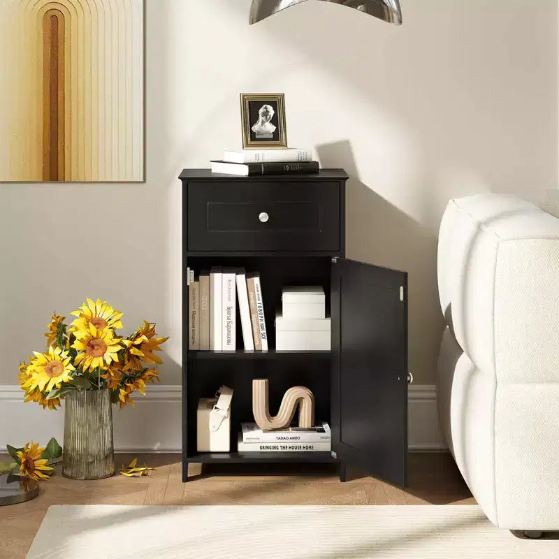 Costway White Floor Storage Cabinet Bathroom Organizer Cupboard Drawer Shelf Bath Towel White/Gray/Black