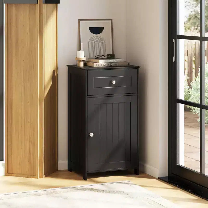 Costway White Floor Storage Cabinet Bathroom Organizer Cupboard Drawer Shelf Bath Towel White/Gray/Black