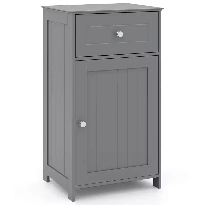 Costway White Floor Storage Cabinet Bathroom Organizer Cupboard Drawer Shelf Bath Towel White/Gray/Black