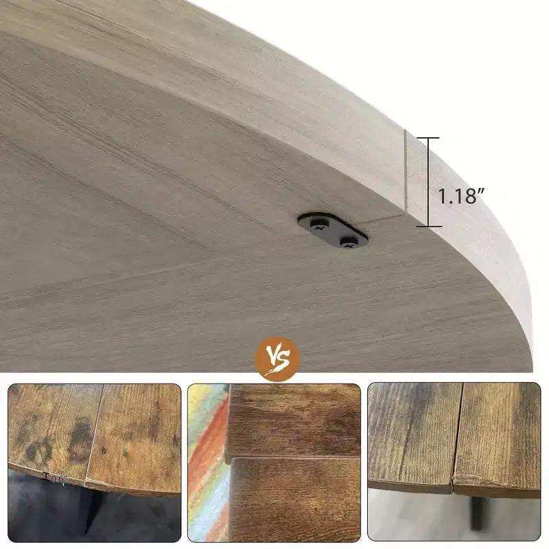 COZONY 47.2 Round Dining Table for 4-6, Industrial Circle Kitchen Table with Storage Shelf, Metal Pedestal Base