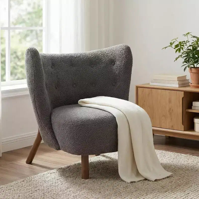 Christopher Knight Home Aurora Accent Chair with Curved Back and Birch Wood Legs