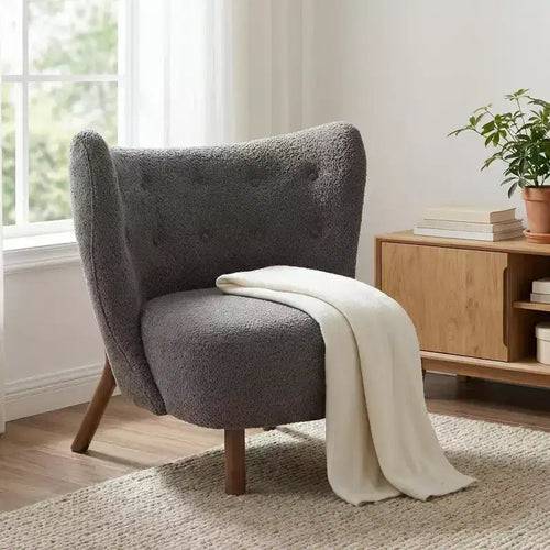 Christopher Knight Home Aurora Accent Chair with Curved Back and Birch Wood Legs