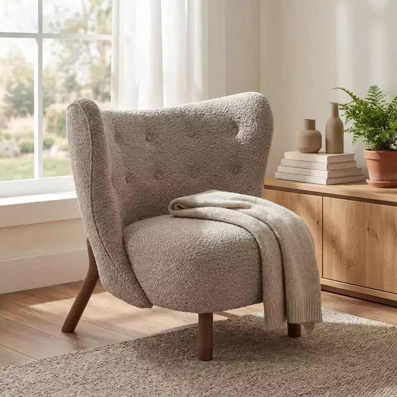 Christopher Knight Home Aurora Accent Chair with Curved Back and Birch Wood Legs