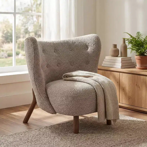 Christopher Knight Home Aurora Accent Chair with Curved Back and Birch Wood Legs