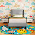Twin Size Velvet Upholstered Platform Bed Frame,Bed with Wingback Headboard,o Box Spring Required,Wooden Slats Support,Easy Assembly