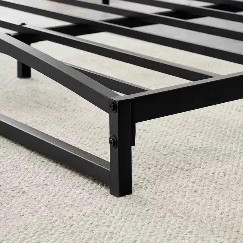 6 Inch Black Full Size Bed Frame No Box Spring Needed, Low Bed Frame Full Size,Heavy Duty Metal Platform Beds with Sturdy Steal Slats