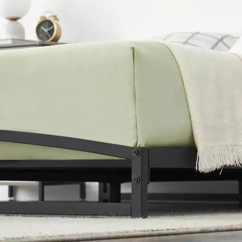 6 Inch Black Full Size Bed Frame No Box Spring Needed, Low Bed Frame Full Size,Heavy Duty Metal Platform Beds with Sturdy Steal Slats