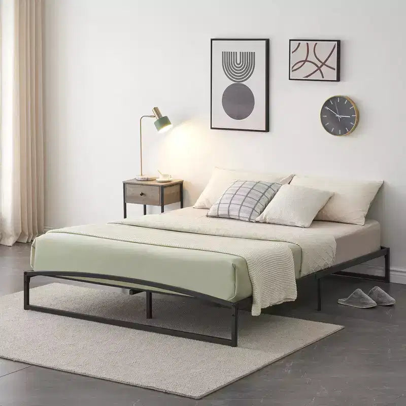 6 Inch Black Full Size Bed Frame No Box Spring Needed, Low Bed Frame Full Size,Heavy Duty Metal Platform Beds with Sturdy Steal Slats