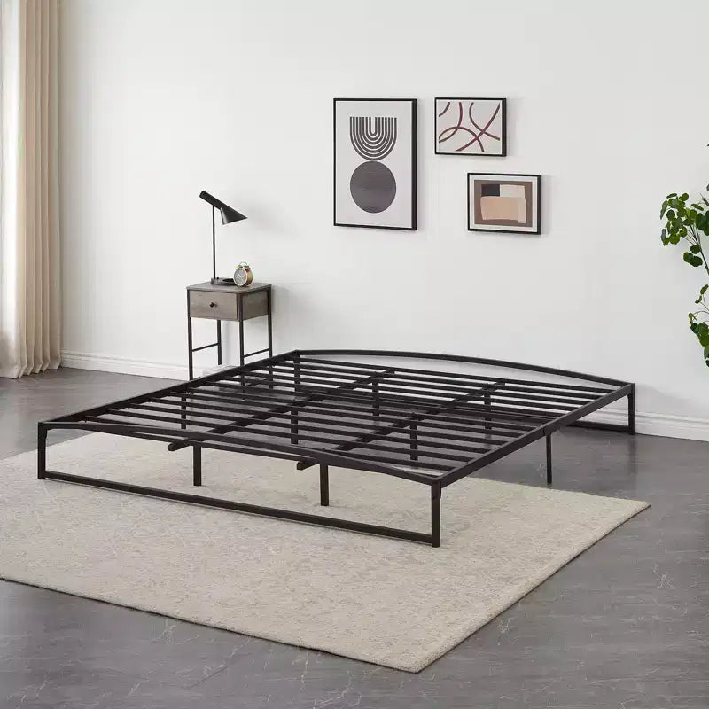 6 Inch Black Full Size Bed Frame No Box Spring Needed, Low Bed Frame Full Size,Heavy Duty Metal Platform Beds with Sturdy Steal Slats