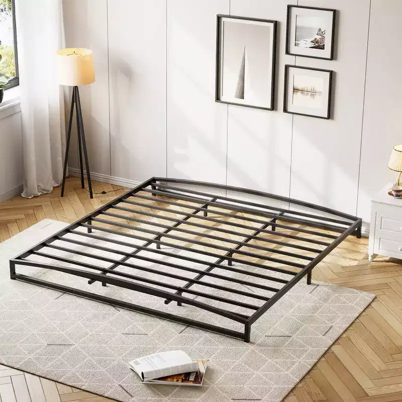 6 Inch Black Full Size Bed Frame No Box Spring Needed, Low Bed Frame Full Size,Heavy Duty Metal Platform Beds with Sturdy Steal Slats