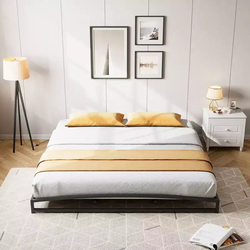 6 Inch Black Full Size Bed Frame No Box Spring Needed, Low Bed Frame Full Size,Heavy Duty Metal Platform Beds with Sturdy Steal Slats