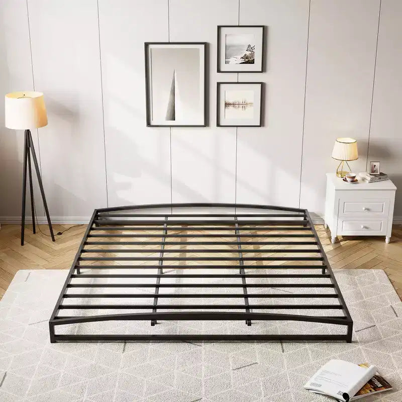 6 Inch Black Full Size Bed Frame No Box Spring Needed, Low Bed Frame Full Size,Heavy Duty Metal Platform Beds with Sturdy Steal Slats