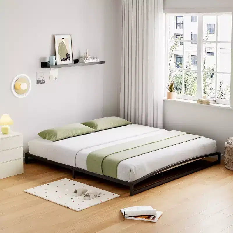 6 Inch Black Full Size Bed Frame No Box Spring Needed, Low Bed Frame Full Size,Heavy Duty Metal Platform Beds with Sturdy Steal Slats