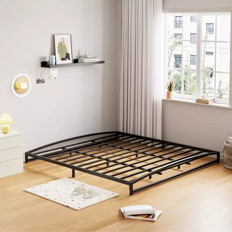 6 Inch Black Full Size Bed Frame No Box Spring Needed, Low Bed Frame Full Size,Heavy Duty Metal Platform Beds with Sturdy Steal Slats