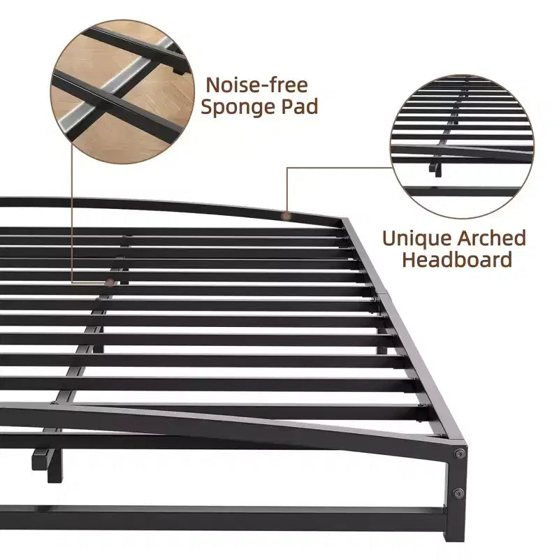 6 Inch Black Full Size Bed Frame No Box Spring Needed, Low Bed Frame Full Size,Heavy Duty Metal Platform Beds with Sturdy Steal Slats