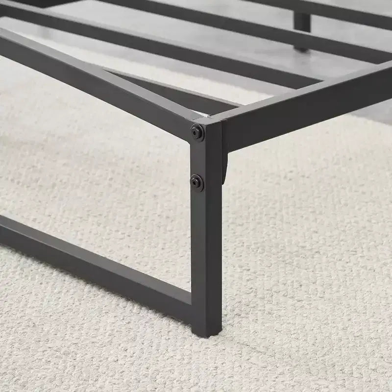 6 Inch Black Full Size Bed Frame No Box Spring Needed, Low Bed Frame Full Size,Heavy Duty Metal Platform Beds with Sturdy Steal Slats