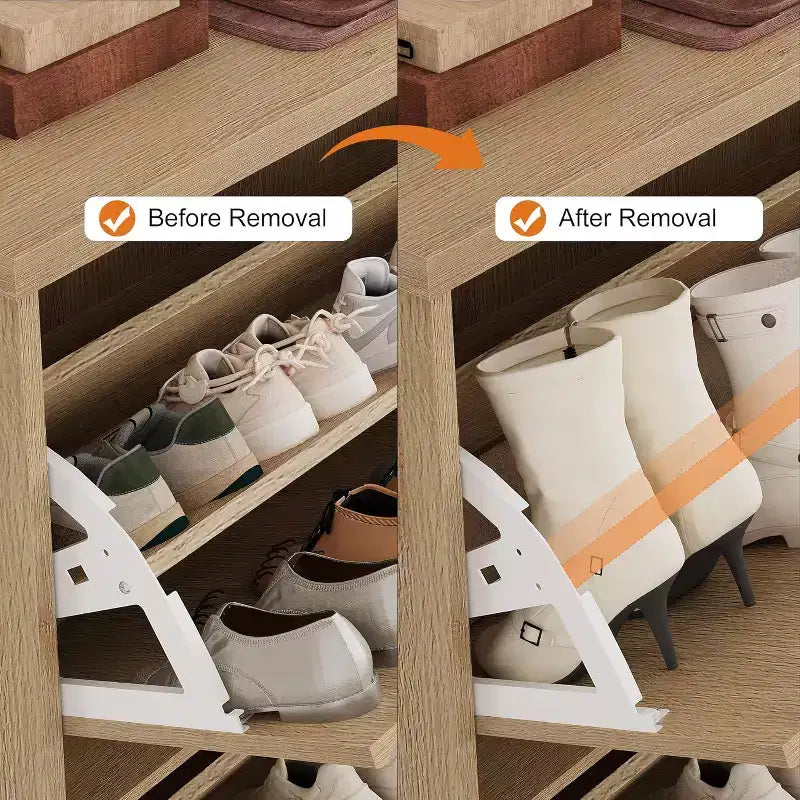Fluted Wooden Shoe Cabinet with 4 Flip Drawers, Slim Freestanding Shoe Organizer, Adjustable & Removable Shelves for Entryway or Hallway Storage
