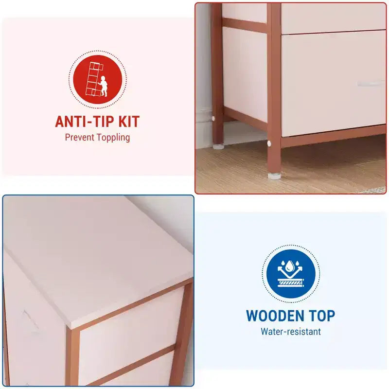 Storage Dresser, Fabric Dresser 15-Drawer Tall Organizer with Wood Top & Metal Structure for Bedroom Living Room Hallway Entryway