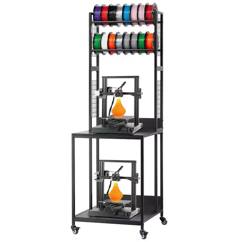 VEVOR 3D Printer Filament Storage Rack, 4-Tier 3D Printer Stand with Filament Storage, Spools Holder Racks Cart with Wheels, Black