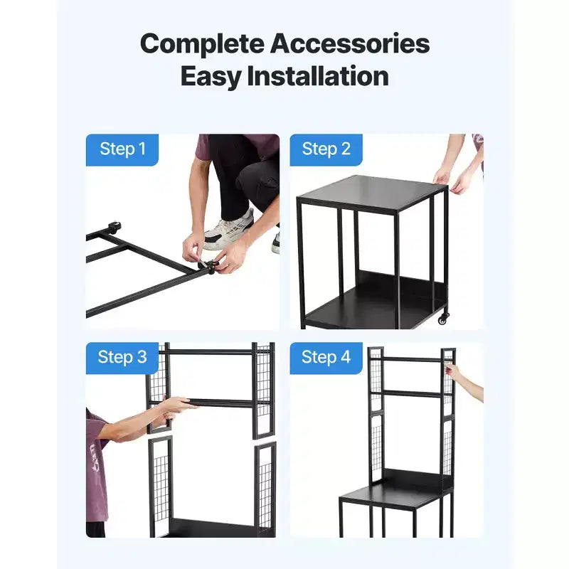 VEVOR 3D Printer Filament Storage Rack, 4-Tier 3D Printer Stand with Filament Storage, Spools Holder Racks Cart with Wheels, Black