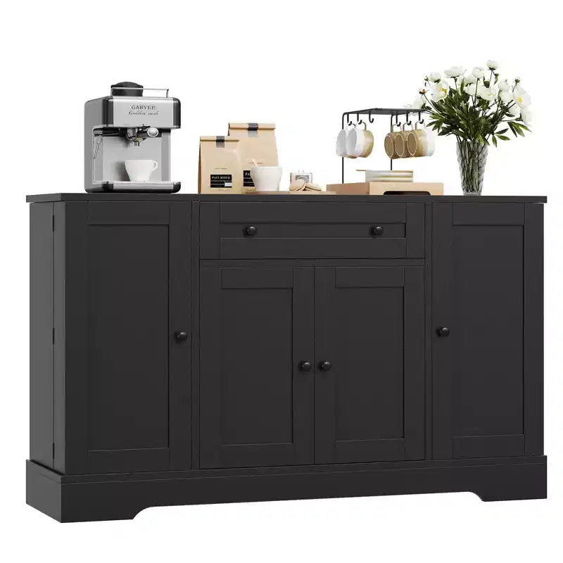 Modern Wooden Sideboard Buffet Cabinet with Drawer & 4 Doors, Freestanding Storage Credenza for Kitchen Dining Room Living Room Coffee Bar
