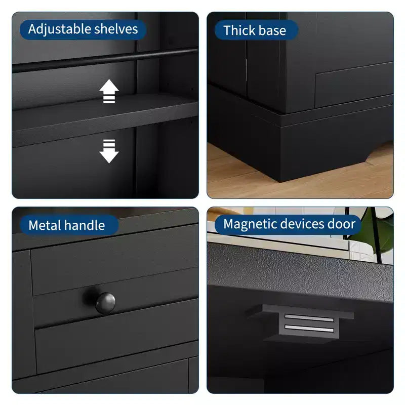 Modern Wooden Sideboard Buffet Cabinet with Drawer & 4 Doors, Freestanding Storage Credenza for Kitchen Dining Room Living Room Coffee Bar