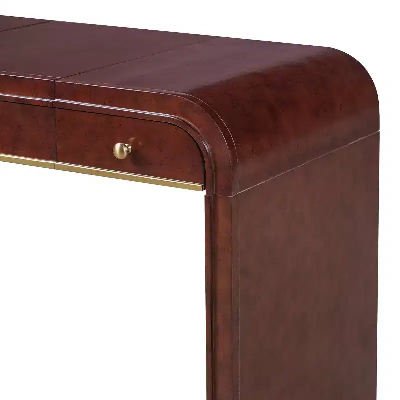 GDFStudio Amelia Vintage Wood Vanity Desk with Flip Mirror and 2 Drawers
