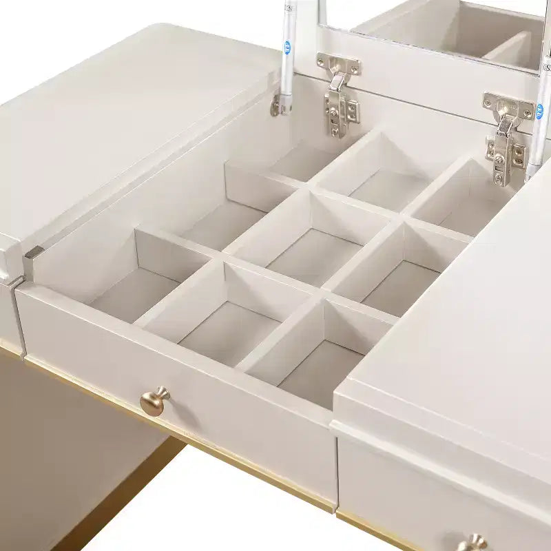 GDFStudio Amelia Vintage Wood Vanity Desk with Flip Mirror and 2 Drawers