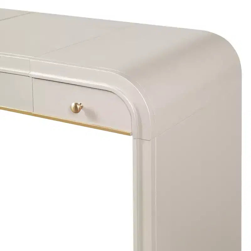 GDFStudio Amelia Vintage Wood Vanity Desk with Flip Mirror and 2 Drawers