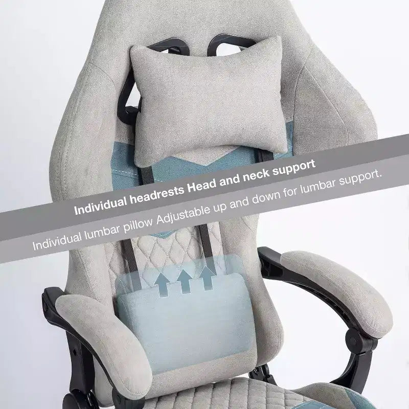 BALHAM TRADE-Computer Chair with Adjustable Lumbar Support Headrest Footrest Big and Tall Linkage Armrest