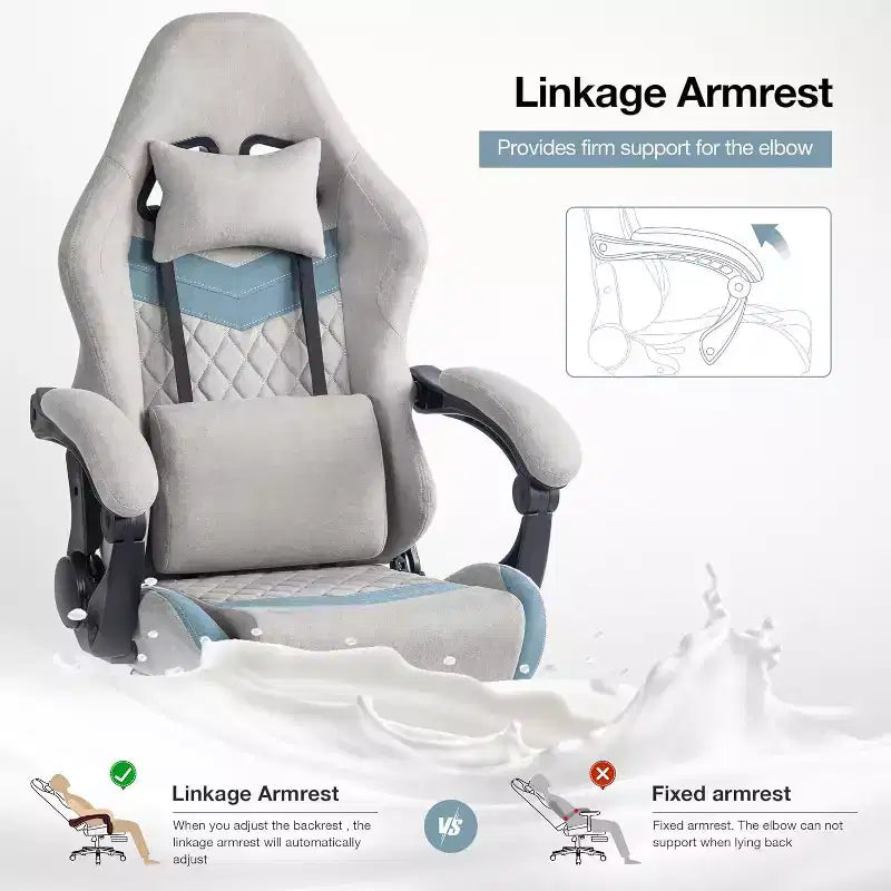 BALHAM TRADE-Computer Chair with Adjustable Lumbar Support Headrest Footrest Big and Tall Linkage Armrest