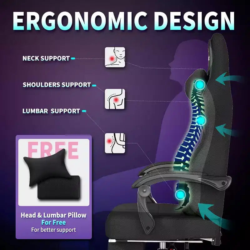 BALHAM TRADE-Gaming Chair with Lumbar Support Fabric Computer Chair Capacity 360 Swivel Adjustable Gamer Chair