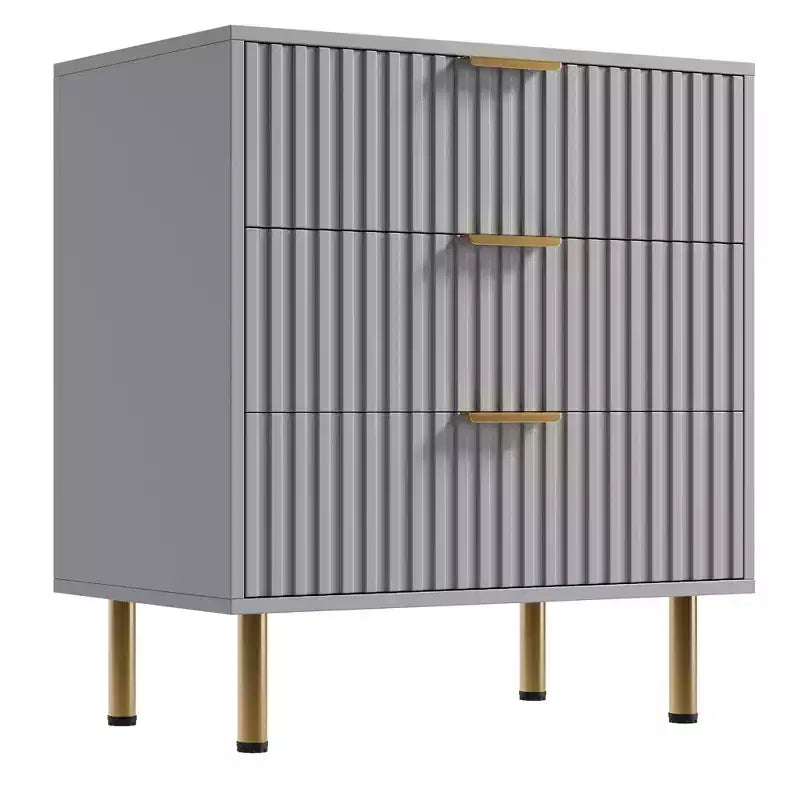 3 Drawer Dresser for Bedroom, Fluted Modern Nightstand, Chest of Drawers, Wooden Dresser Organizer, Side Table for Living Room, Hallway