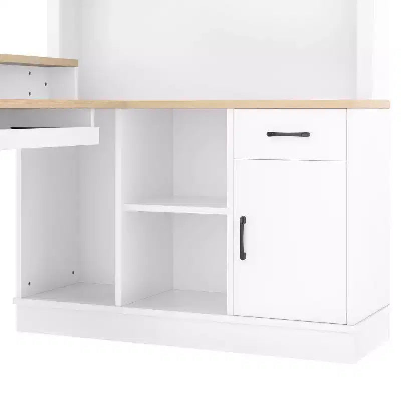 TUYOHW 76.7 L-Shaped Computer Desk,Writing Desk with Outlet,Drawers & Bookshelf,Modern Corner Desk with Storage for Gaming,Study,Home Office