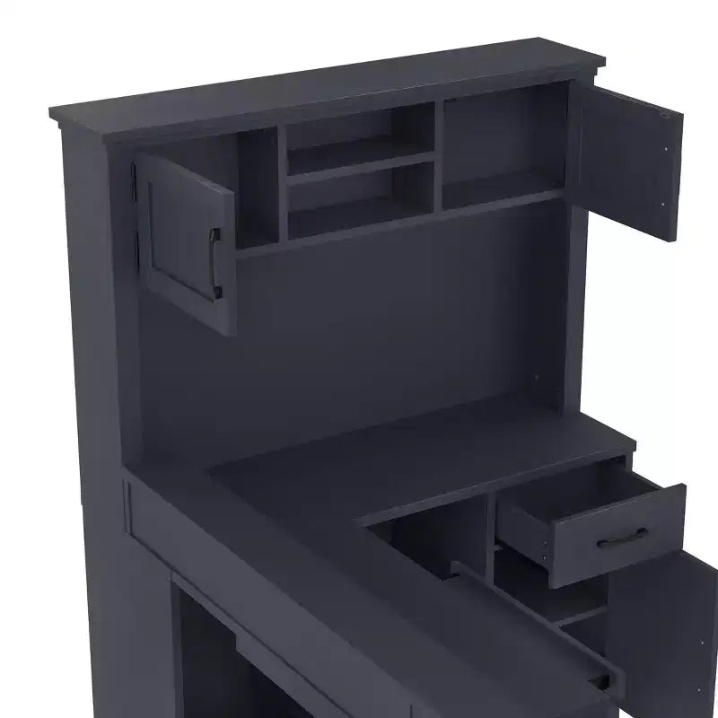 TUYOHW 76.7 L-Shaped Computer Desk,Writing Desk with Outlet,Drawers & Bookshelf,Modern Corner Desk with Storage for Gaming,Study,Home Office