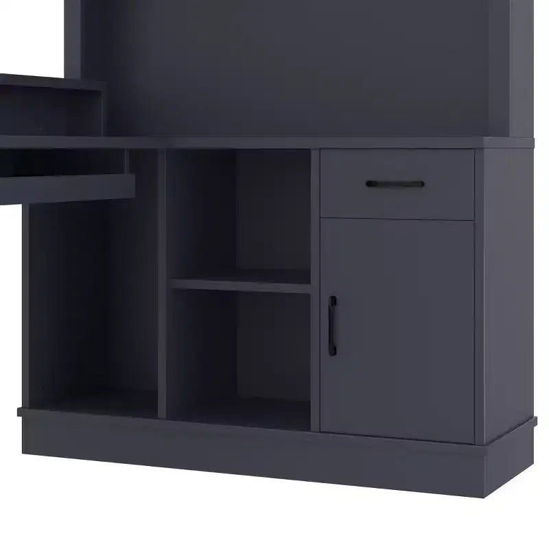 TUYOHW 76.7 L-Shaped Computer Desk,Writing Desk with Outlet,Drawers & Bookshelf,Modern Corner Desk with Storage for Gaming,Study,Home Office