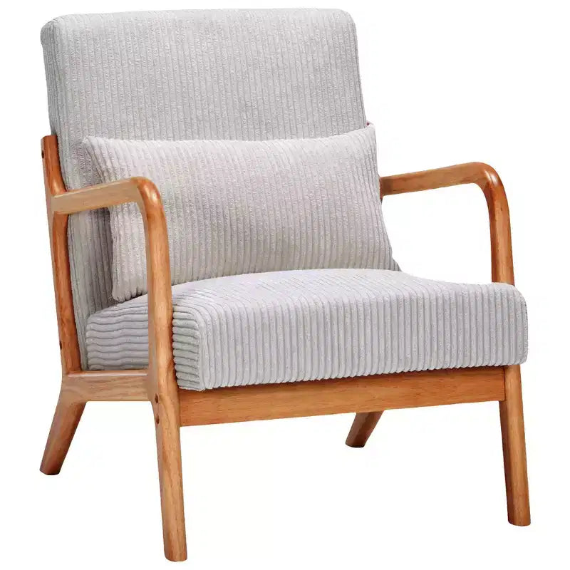 Mid-Century Modern Accent Chair Arm Chair Living Room Chairs with Pillow Upholstered Reading Chair with Solid Wood Frame & Living Room Bedroom Balcony
