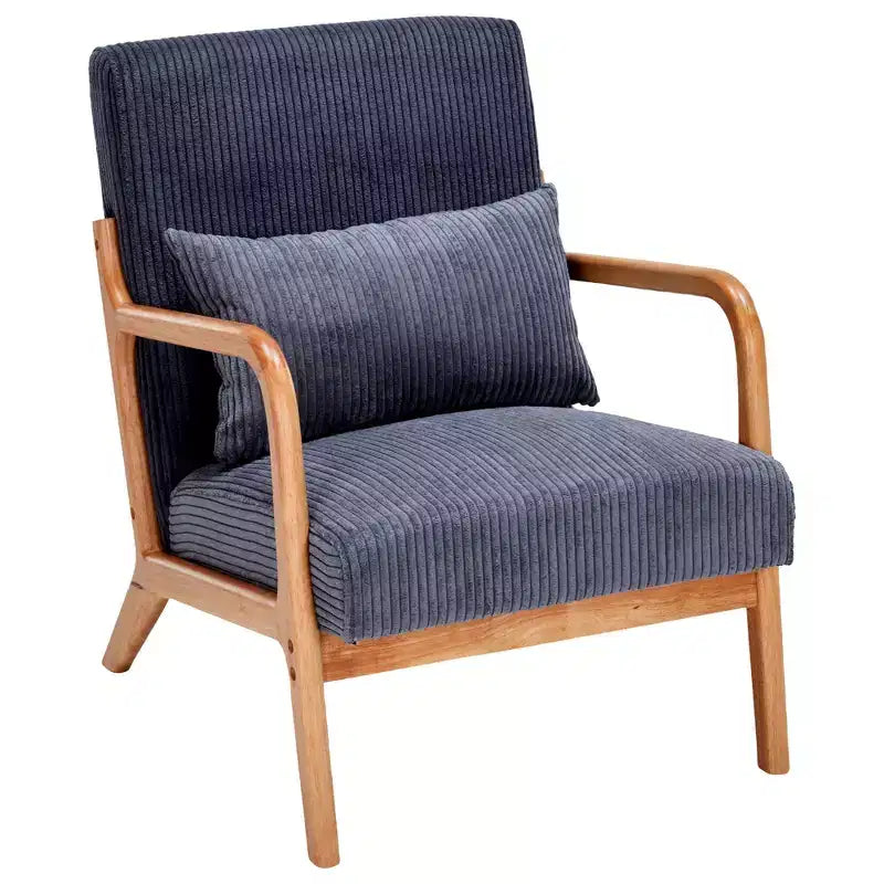 Mid-Century Modern Accent Chair Arm Chair Living Room Chairs with Pillow Upholstered Reading Chair with Solid Wood Frame & Living Room Bedroom Balcony
