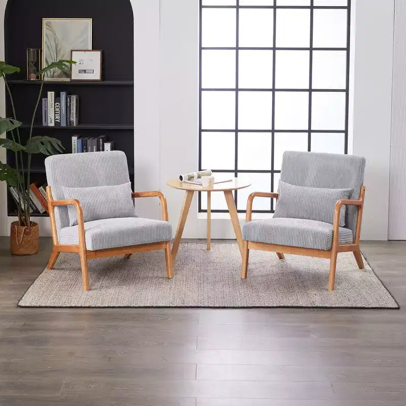 Mid-Century Modern Accent Chair Arm Chair Living Room Chairs with Pillow Upholstered Reading Chair with Solid Wood Frame & Living Room Bedroom Balcony