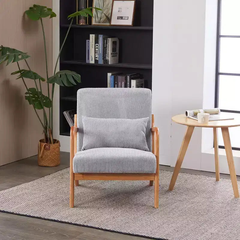 Mid-Century Modern Accent Chair Arm Chair Living Room Chairs with Pillow Upholstered Reading Chair with Solid Wood Frame & Living Room Bedroom Balcony