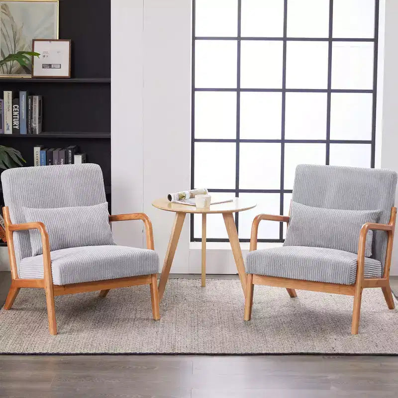 Mid-Century Modern Accent Chair Arm Chair Living Room Chairs with Pillow Upholstered Reading Chair with Solid Wood Frame & Living Room Bedroom Balcony