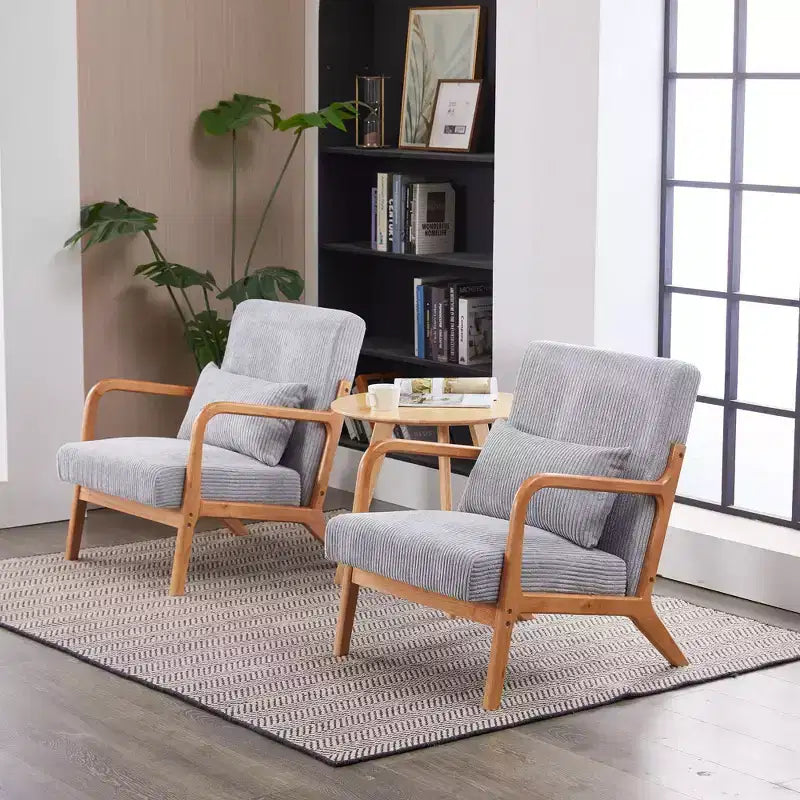Mid-Century Modern Accent Chair Arm Chair Living Room Chairs with Pillow Upholstered Reading Chair with Solid Wood Frame & Living Room Bedroom Balcony