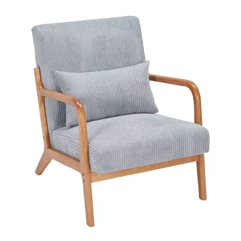 Mid-Century Modern Accent Chair Arm Chair Living Room Chairs with Pillow Upholstered Reading Chair with Solid Wood Frame & Living Room Bedroom Balcony