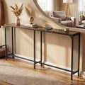 Costway 71'' Console Table w/Power Outlet Metal Frame for Hallway Foyer Living Room Rustic Brown & Black