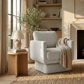 Modern Beige Chenille Swivel Accent Club Chair, 27 Wide Upholstered Square Armchair with 6.5 Thick Seat Cushion - Panipeachy